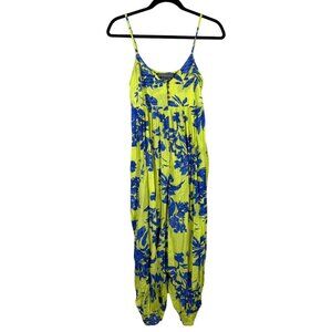 Anthropologie Lime & Blue Floral Sleeveless Jumpsuit Romper Women's Size XS